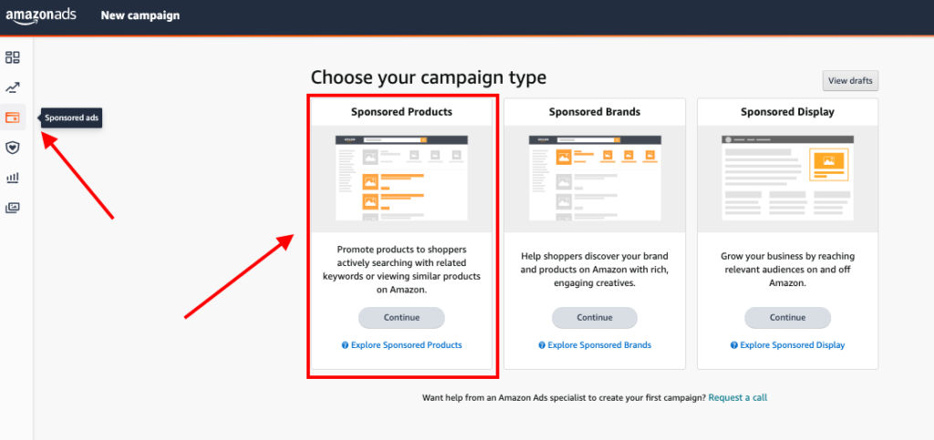 create Sponsored products Campaigns on amazon