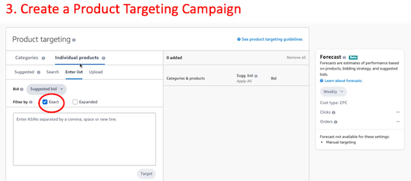 create product targeting campaign on amazon