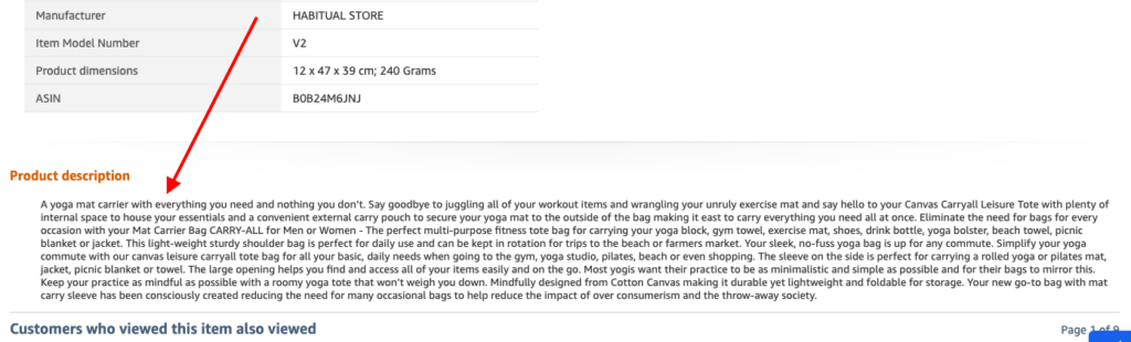 product description without html tags